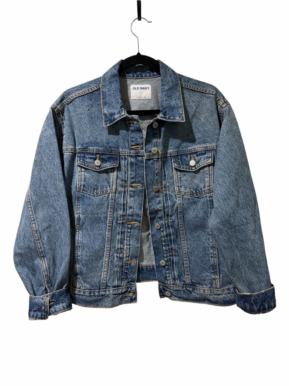 Old Navy Blue Denim Trucker Jacket Women’s Classic Jean Jacket| Size L